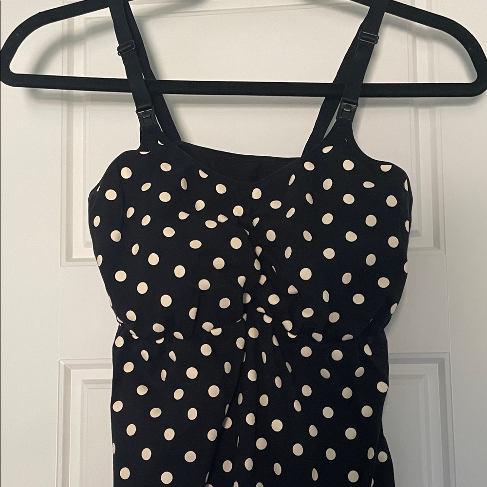 Black Polka Dot Dress, Nursing Top! Size L, never used.